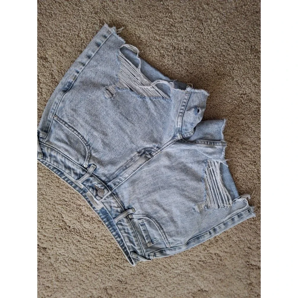 CLEO + Wolf Shorts Womens 29 Denim Cutoff Button FLy Distressed Ripped - Picture 5 of 5